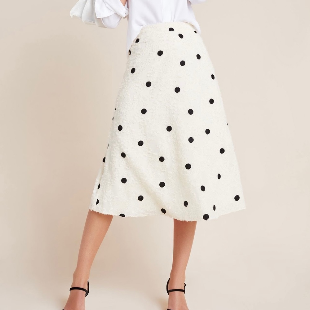 Anthropologie textured polka dot midi skirt size XS.